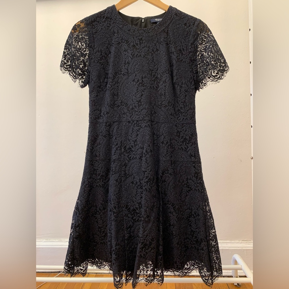 Madwell Black Floral Scalloped Eyelet Dress